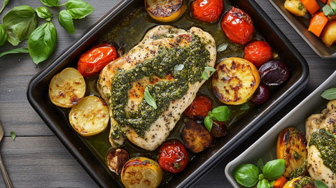 making the pesto chicken recipe