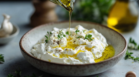 whipped feta dip recipe presented in a bowl