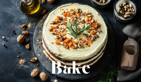showing how you can bake a carrot cake with little olive oils extra virgin olive oil