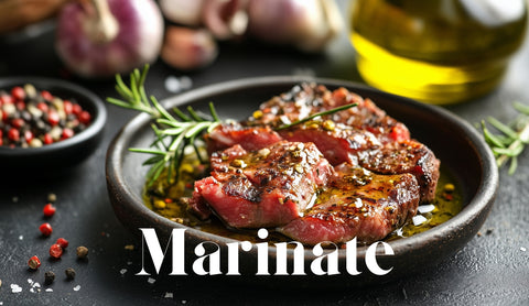 shows using little olive oils extra virgin olive oil with marinated meat
