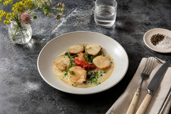Shetland Scallops with Sweet Peas and Broad Beans Recipe