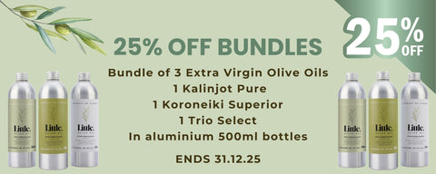 25 per cent off bundles of little olive oil ends 31 dec 2025