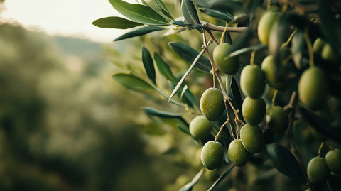green olives in olive grove albania